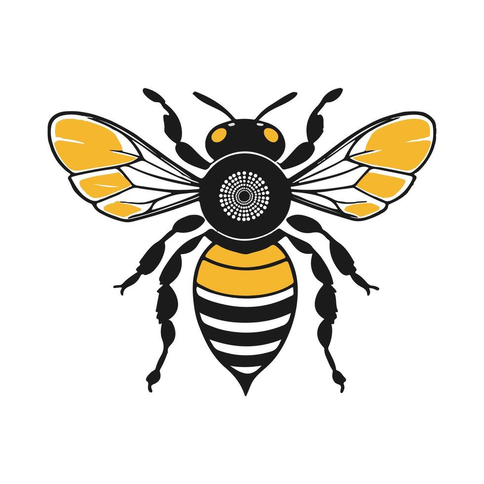 a bee with yellow and black wings vector