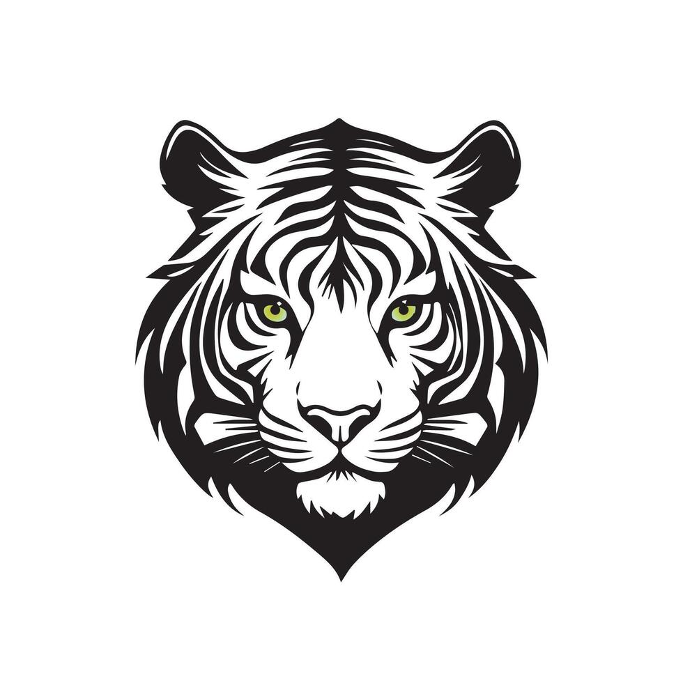 tiger head with green eyes on a white background vector