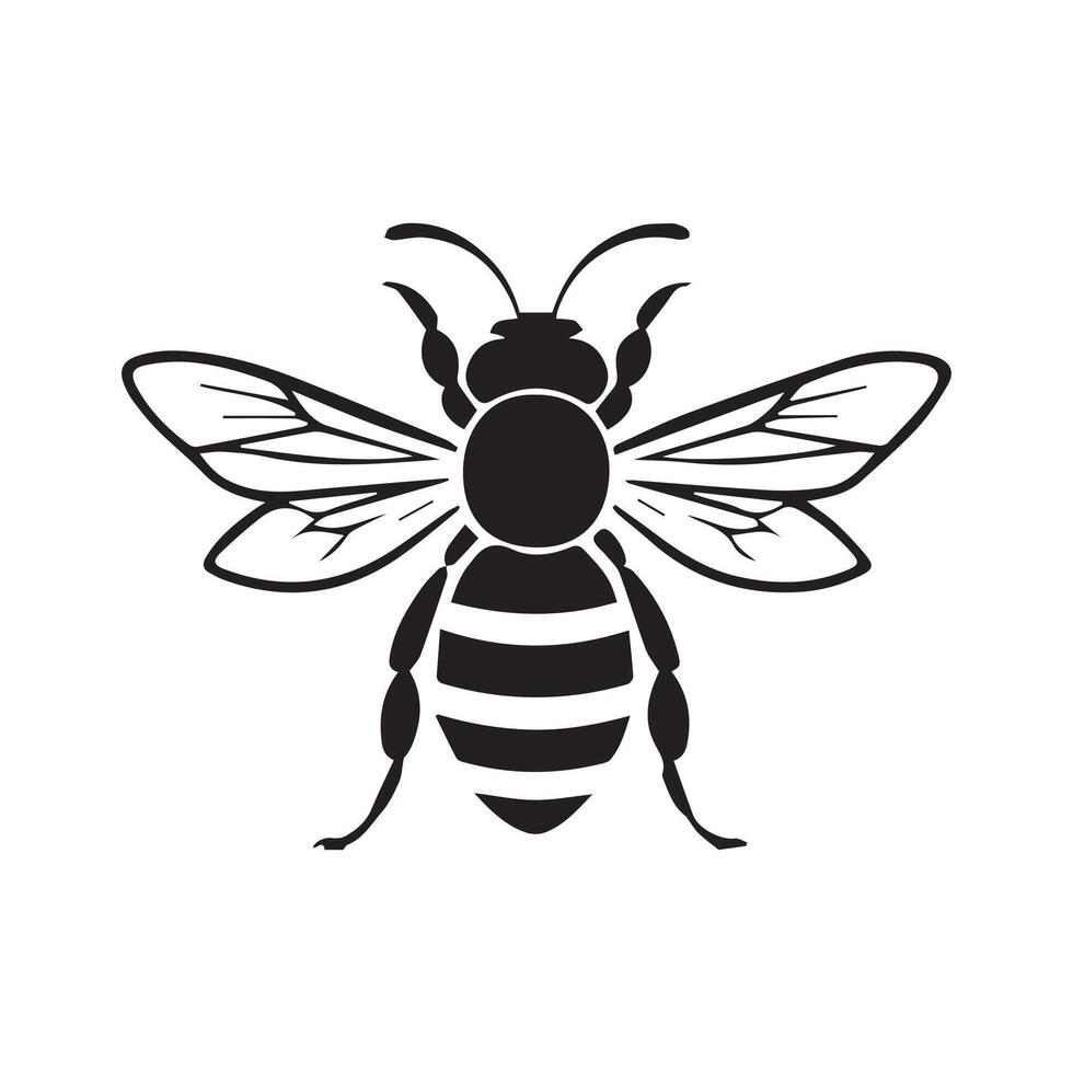 a black and white bee icon on a white background vector