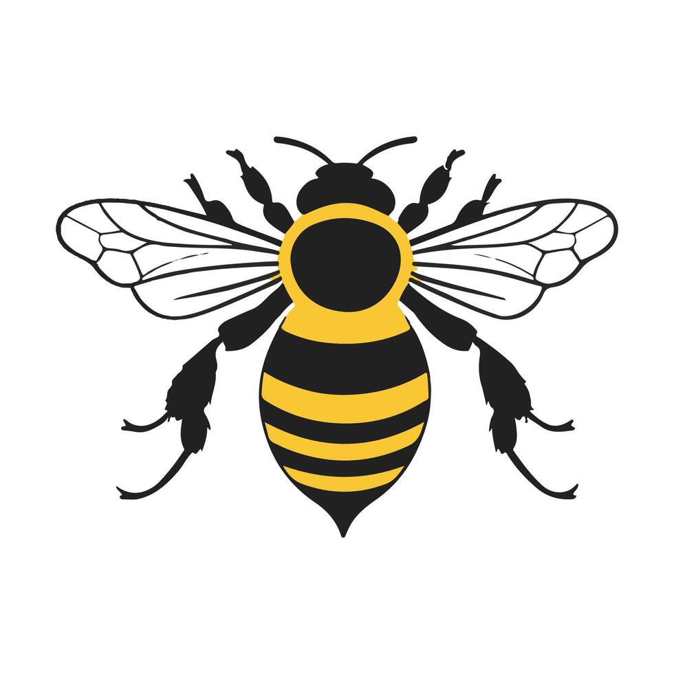 a bee logo with black and yellow stripes vector