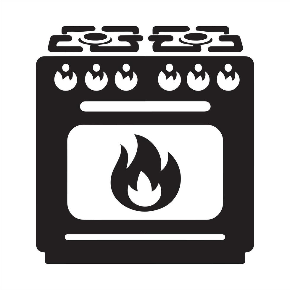 Gas range icon silhouette white background vector