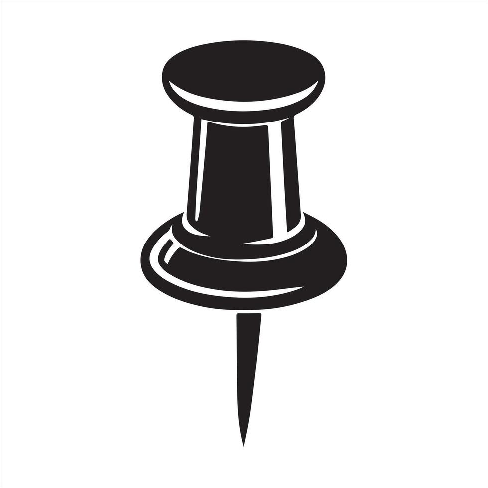 Push pin icon silhouette white background vector