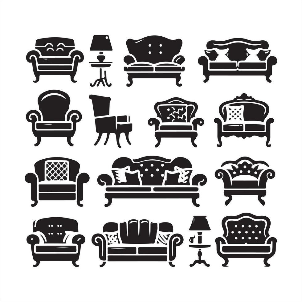 Sofa icon silhouette on white background vector