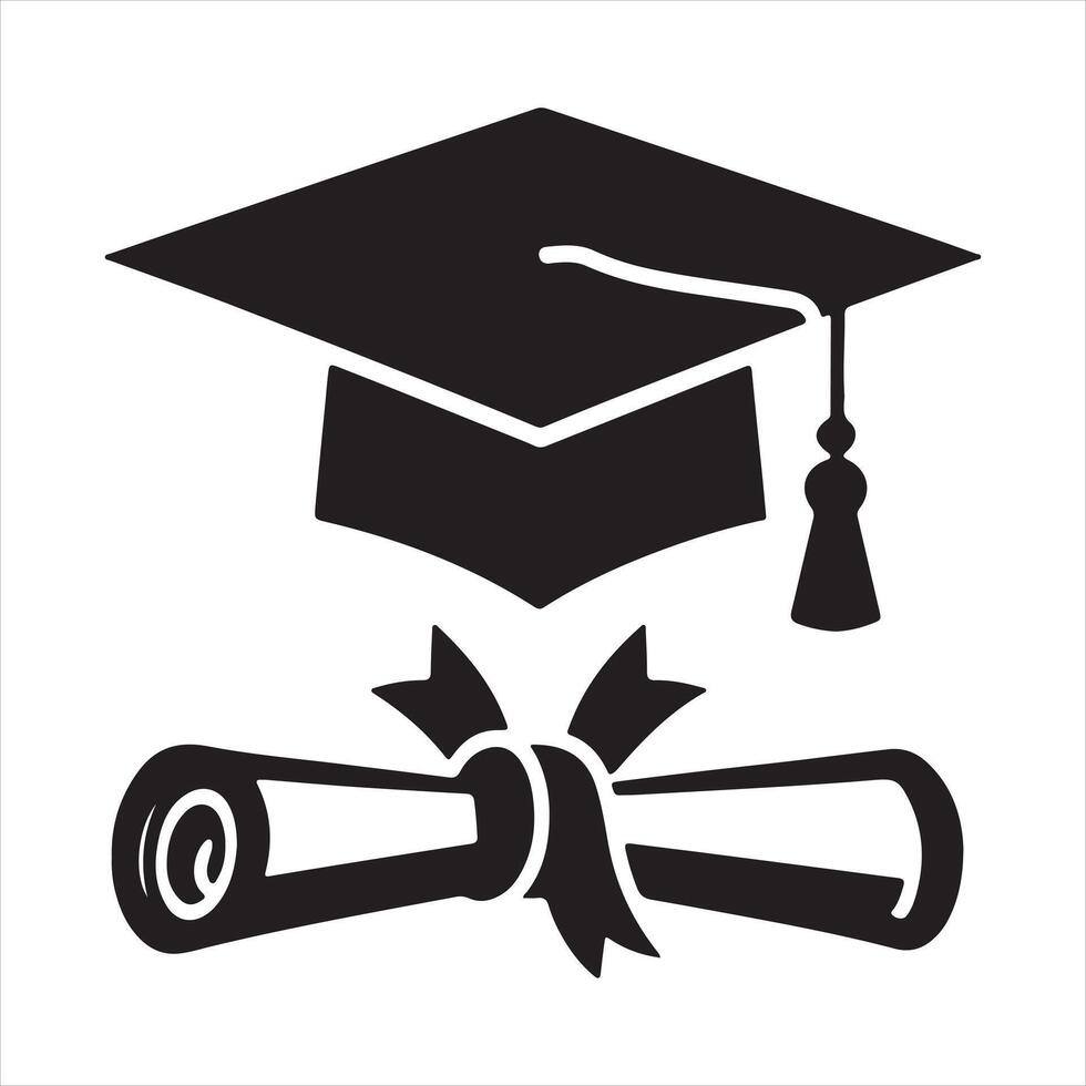Diploma icon silhouette on white background silhouette on white background vector