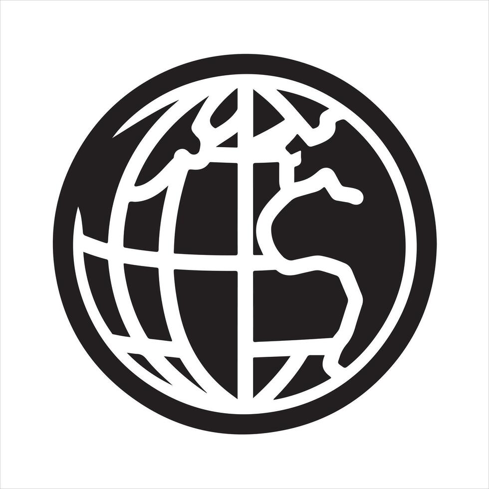 Globe icon silhouette white background vector