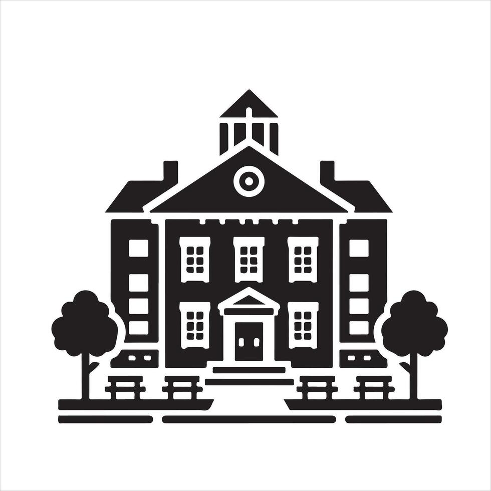 College dormitory icon silhouette white background vector