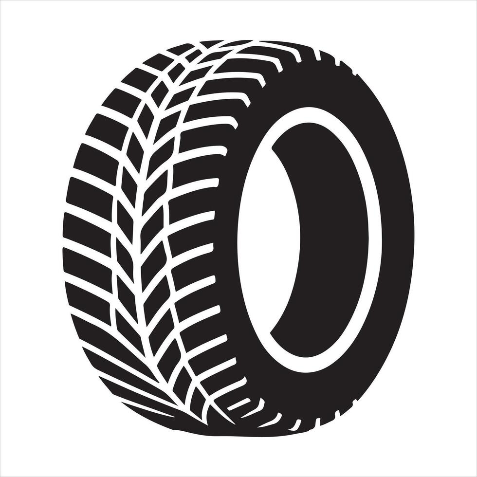 Tire icon silhouette on white background vector