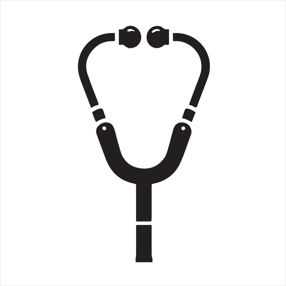 Stethoscope icon silhouette white background vector
