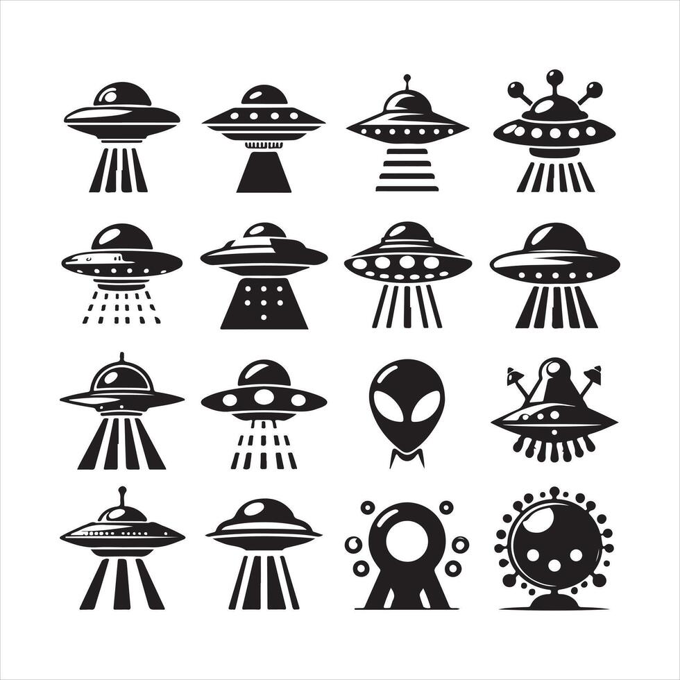 Ufo icon silhouette on white background vector