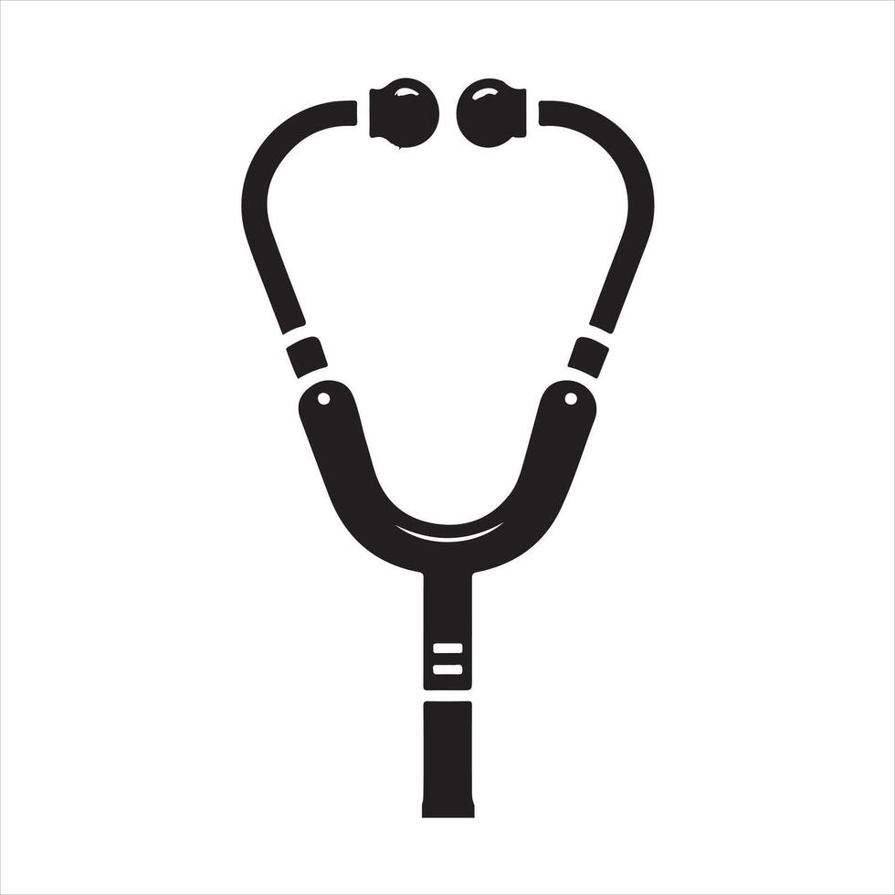 Stethoscope icon silhouette on white background vector