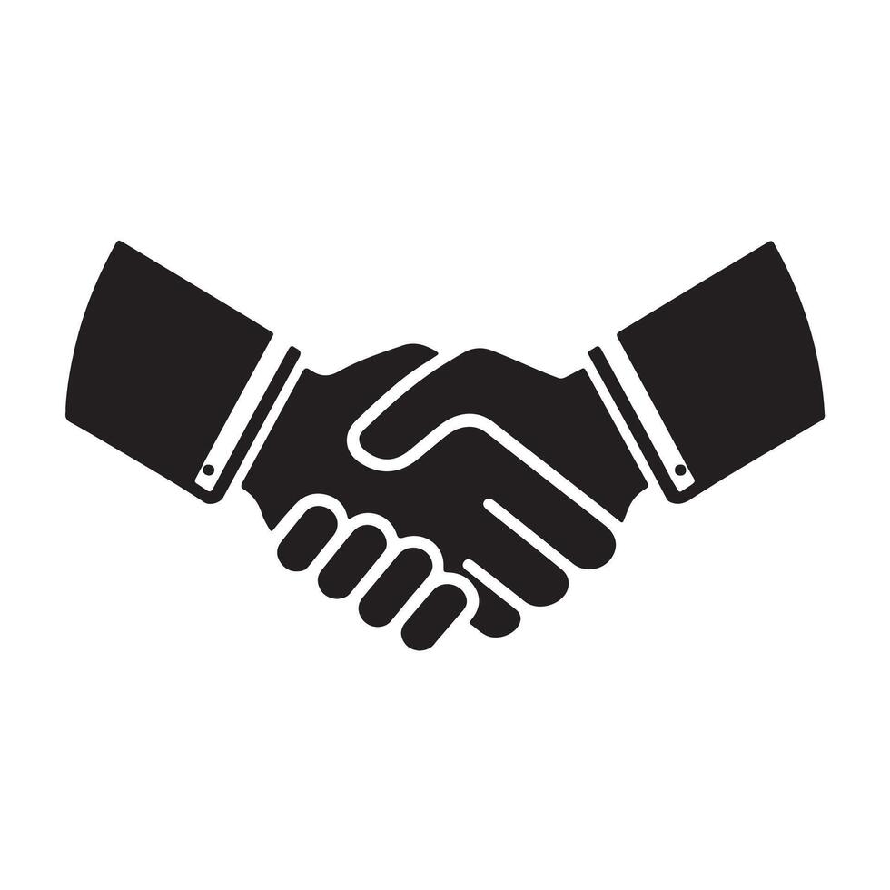 Handshake icon silhouette on white background vector