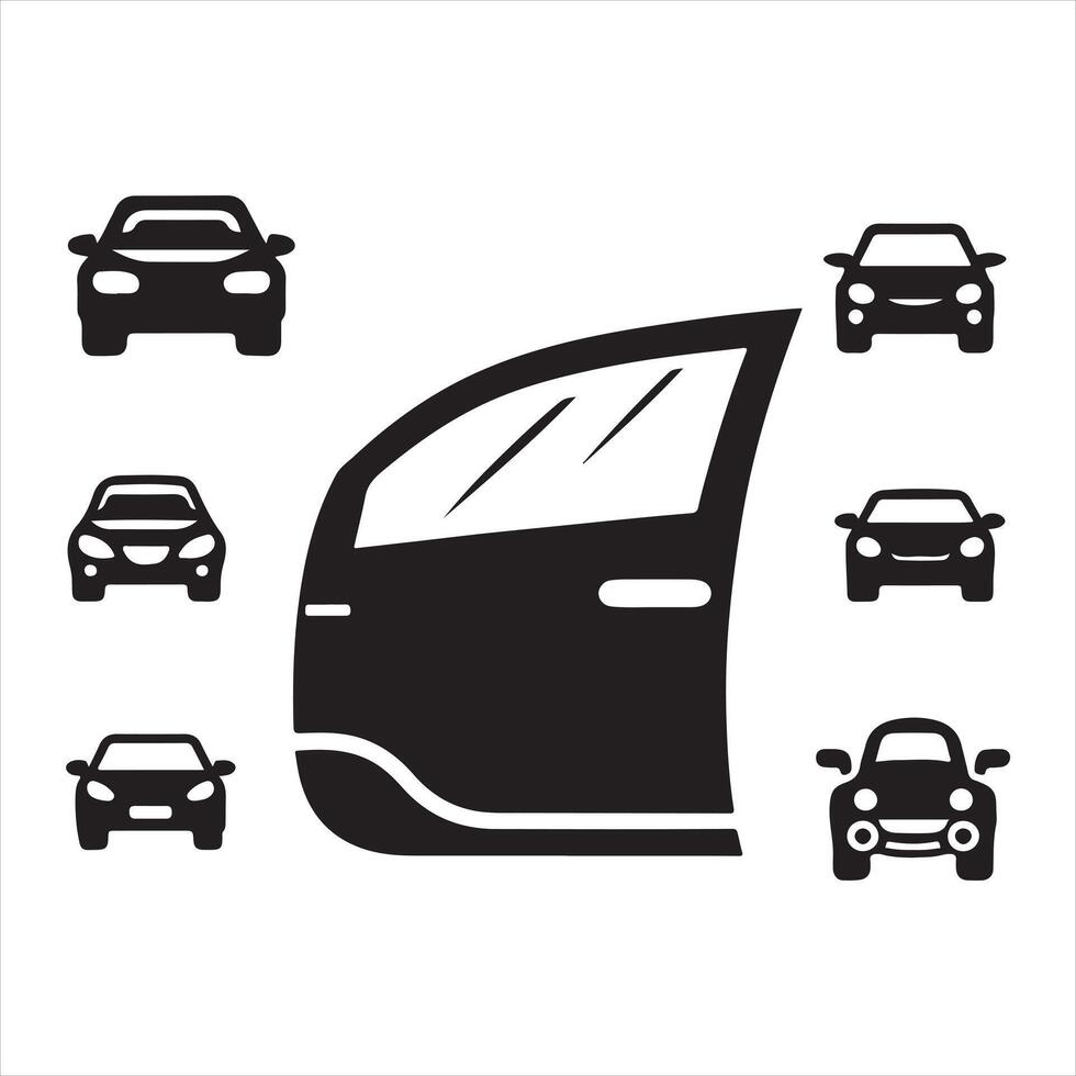 Car door icon silhouette on white background vector