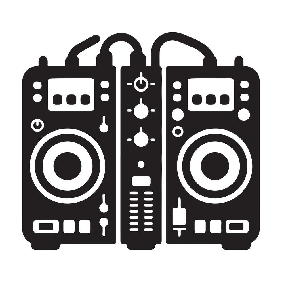 Dj mixer icon silhouette on white background vector