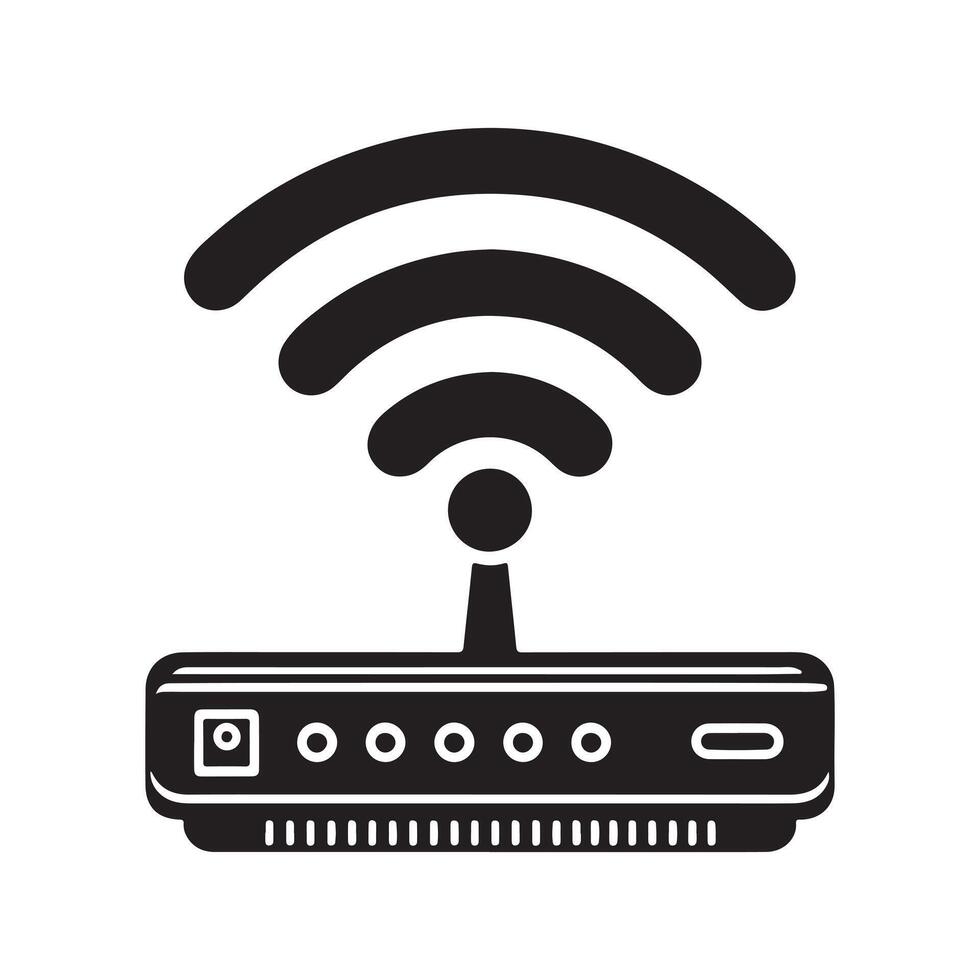 Wifi router icon silhouette on white background vector