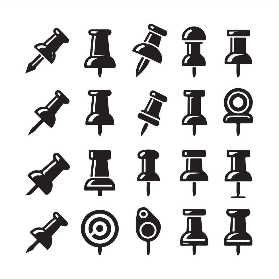 Push pin icon silhouette on white background vector