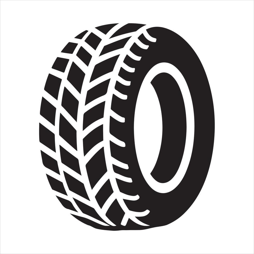 Tire icon silhouette white background vector