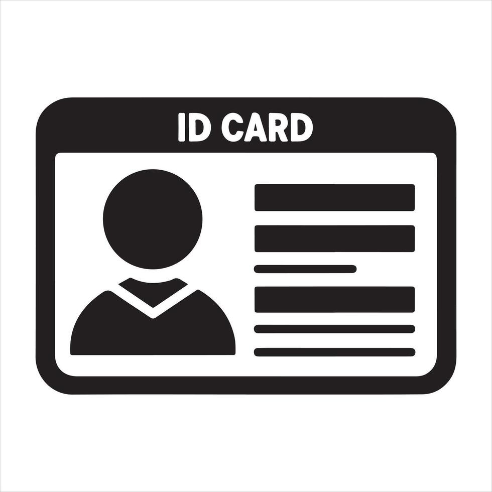 Id card icon silhouette white background vector