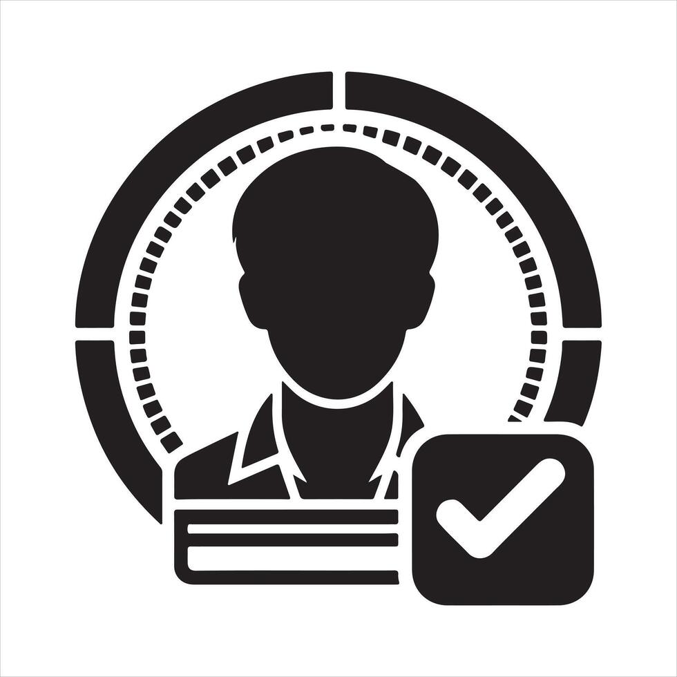 Verified account icon silhouette white background vector