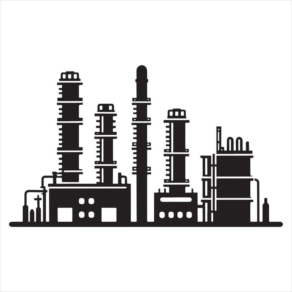 Refinery icon silhouette white background vector