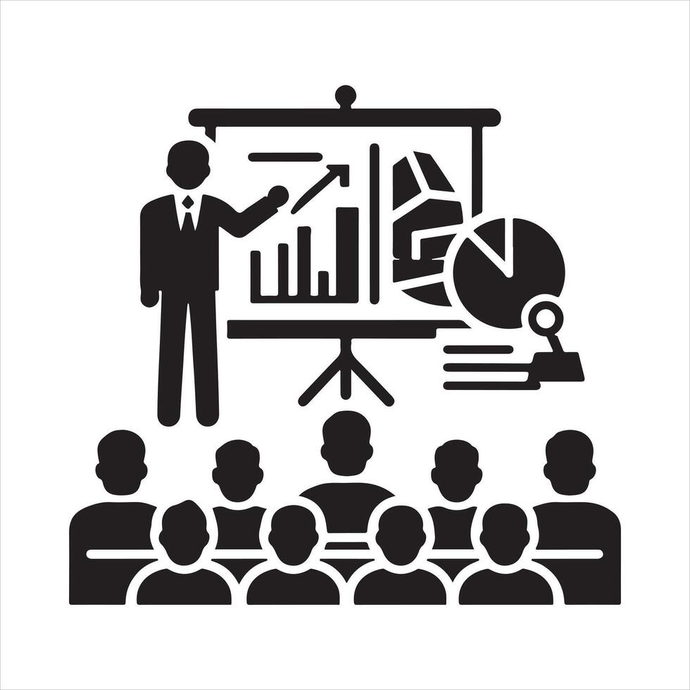 Presentation icon silhouette white background vector