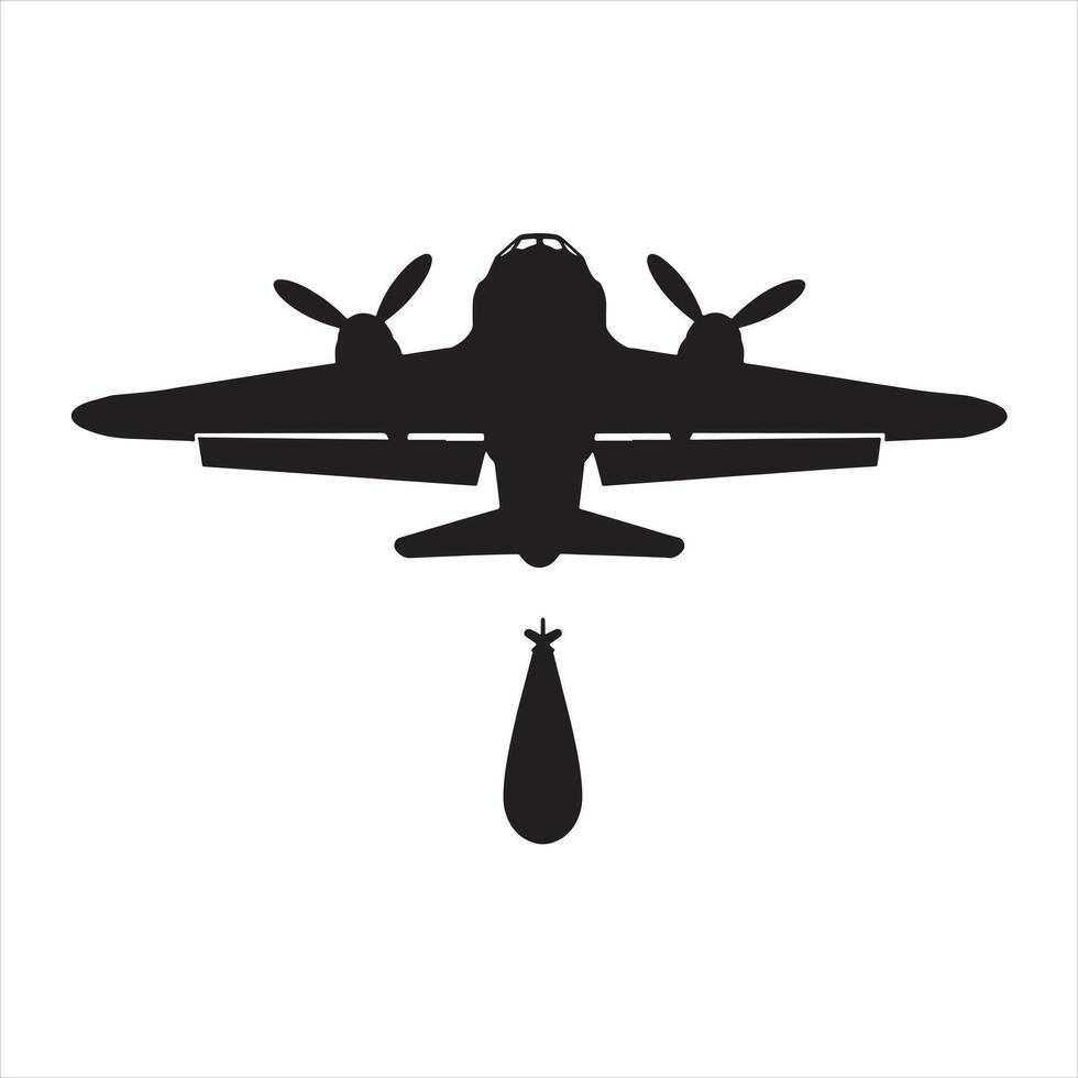 Aircraft bomb icon silhouette on white background vector