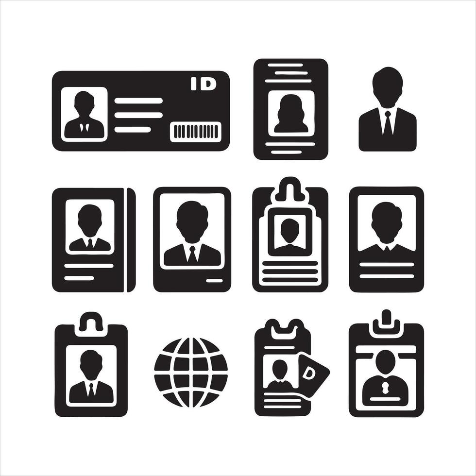 Id card icon silhouette vector