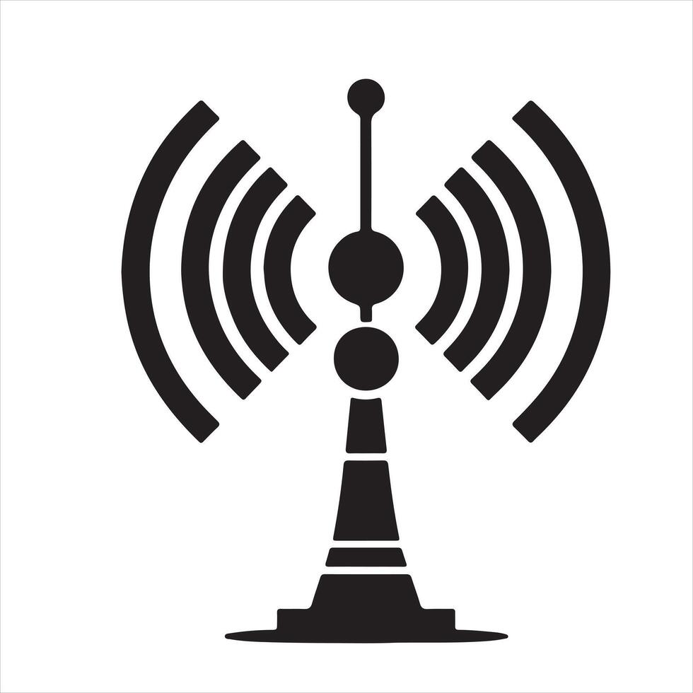 Antenna icon silhouette white background vector