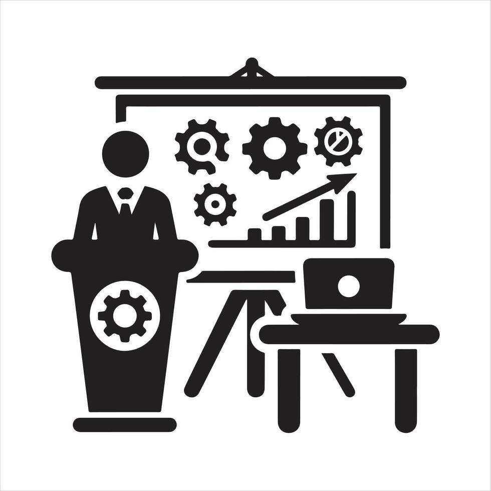 Presentation icon silhouette on white background vector