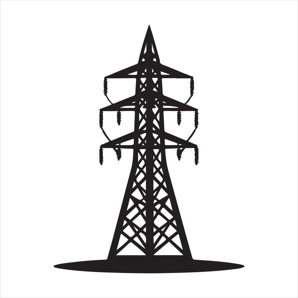 Electric tower icon silhouette white background vector