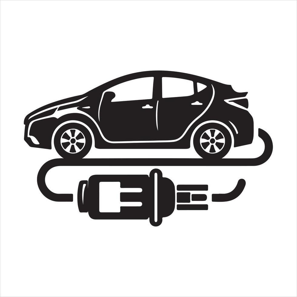 Hybrid car icon silhouette white background vector