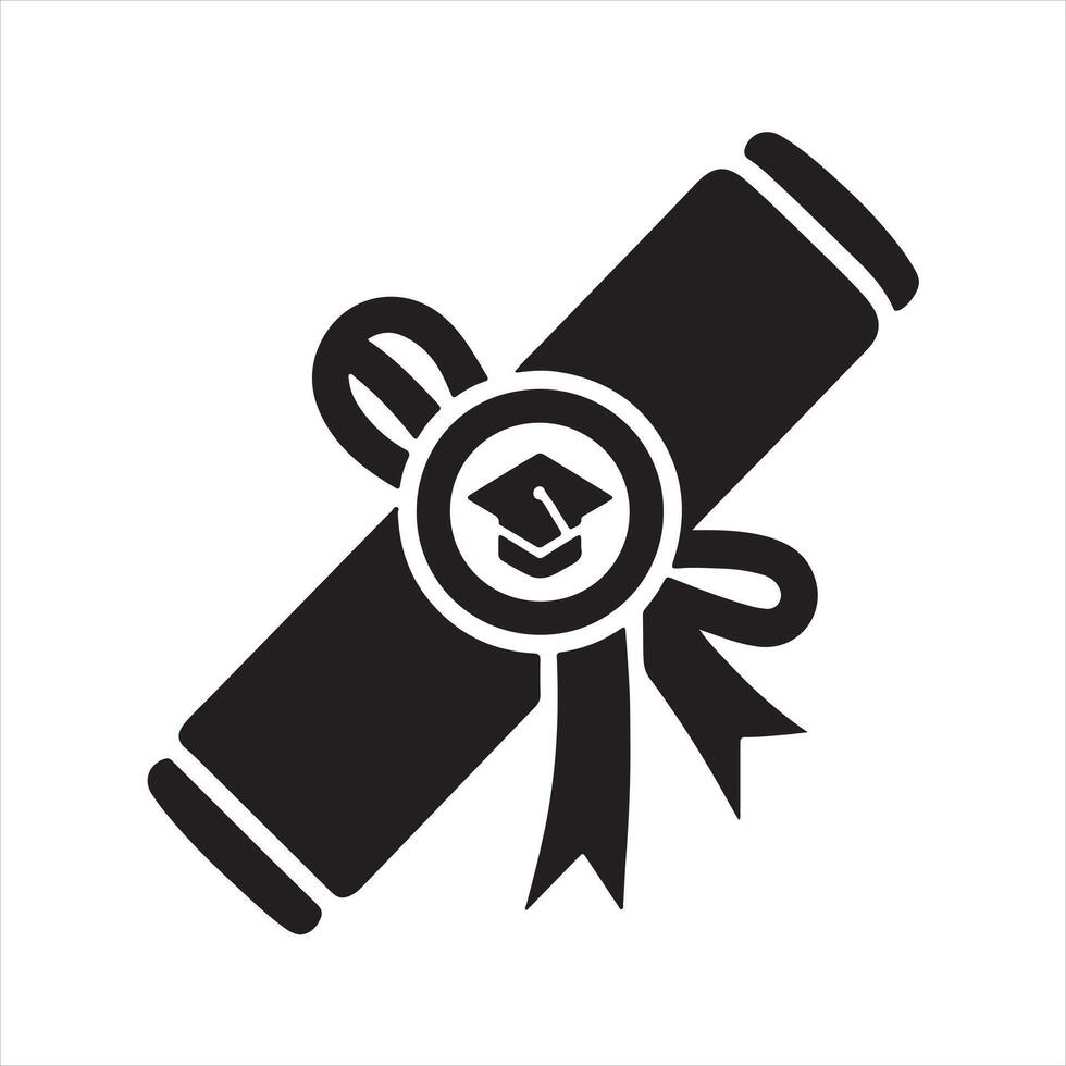 Diploma icon silhouette white background silhouette on white background vector