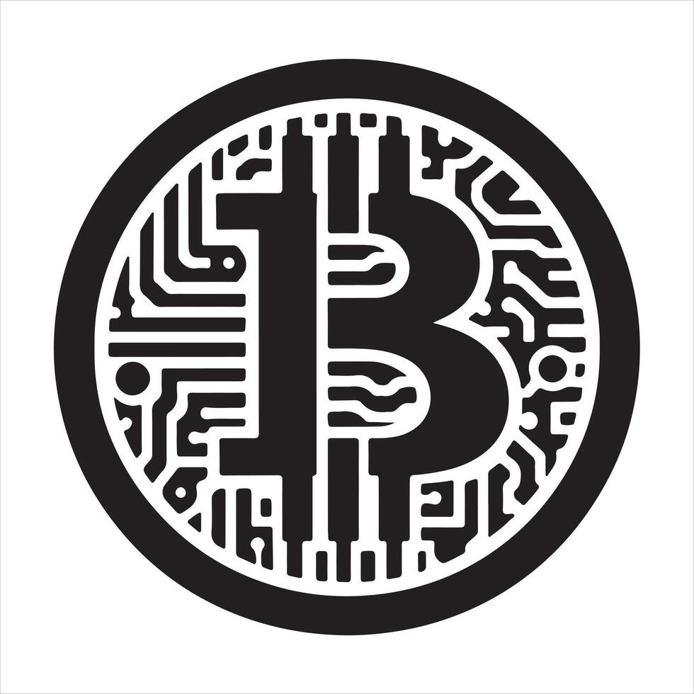 Bitcoin icon silhouette vector