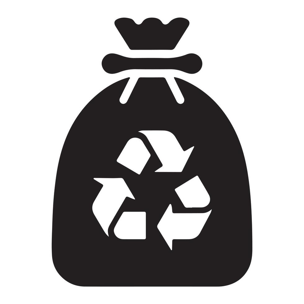 Waste bag icon silhouette white background vector