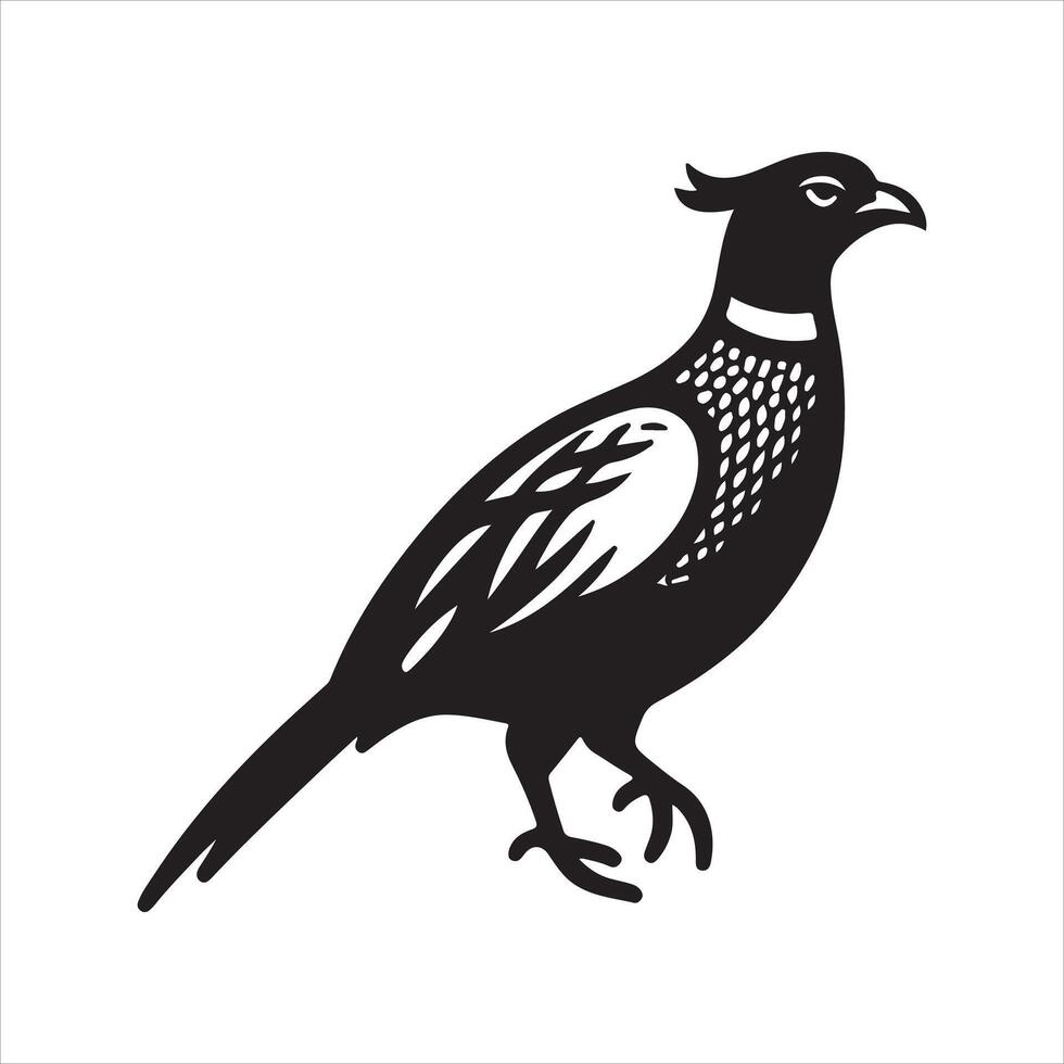 Silhouette of a pheasant bird. vector