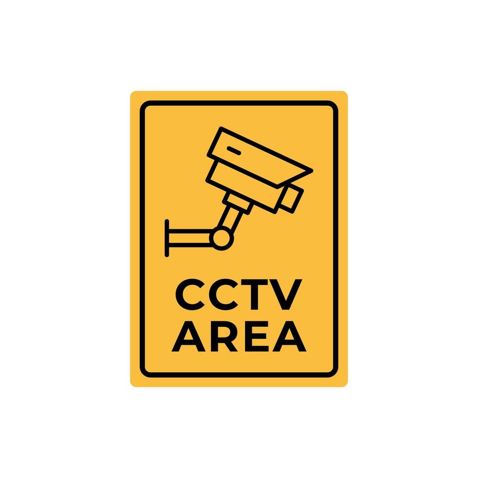 cctv line icon with rectangular line on yellow background vector