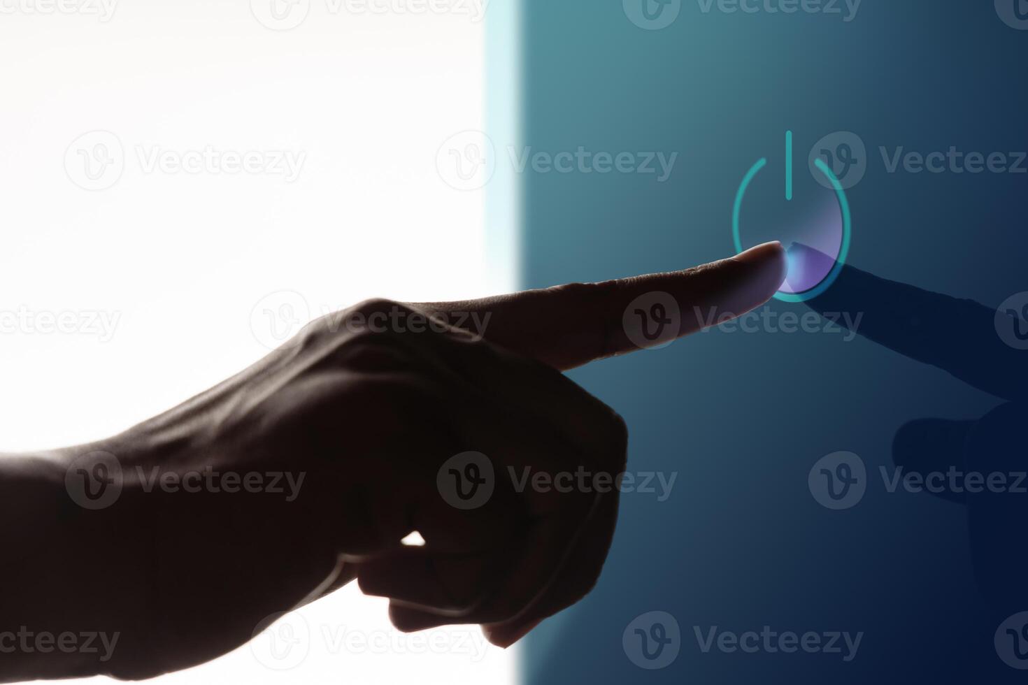 Start Concepts. Startup, Beginning, Start a New Business. Hand Touchning a Button to Start to do something. Futuristic tone photo
