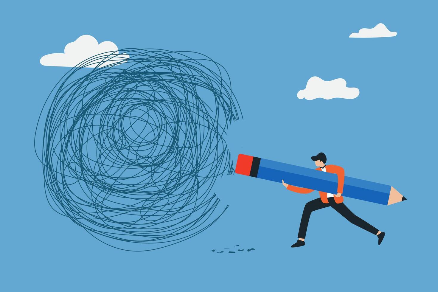 Resolving complex problems, erasing negative thoughts, calm in overcoming problems and fixing problems. vector