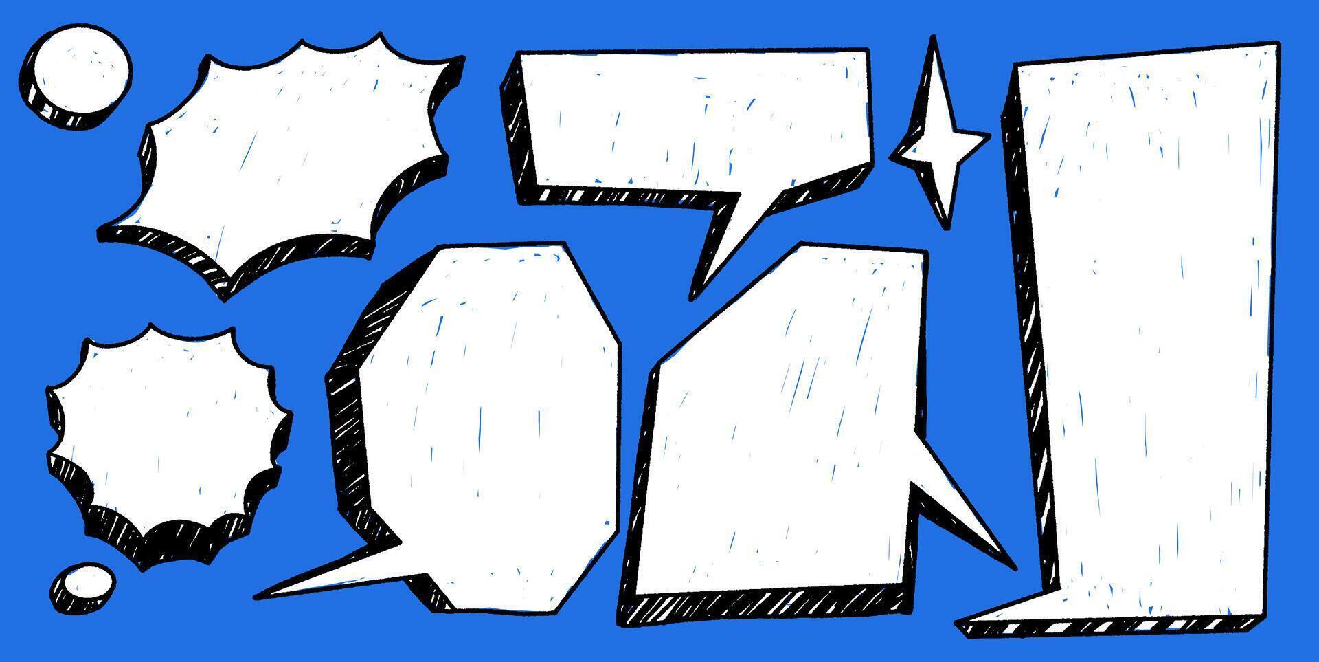 retro comic speech bubble with text and talk icons. Cloud balloon and box shapes for chat and dialogue. Vintage design for messages and quotes. vector