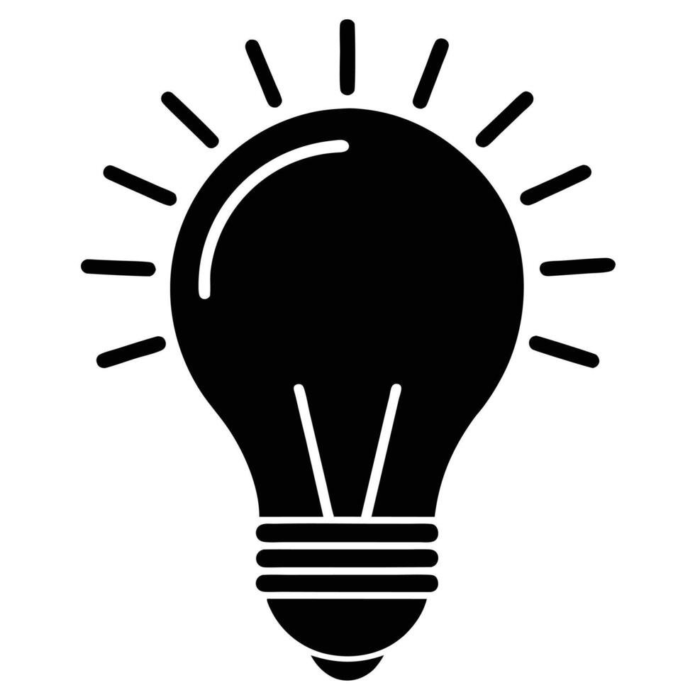 Minimalist Lightbulb Idea Icon Silhouette - Illustration vector
