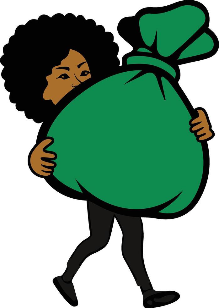 woman taking money bag illustration vector