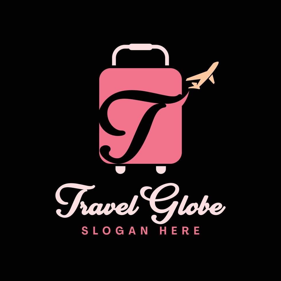 Travel logo design with plane and bag icons vector