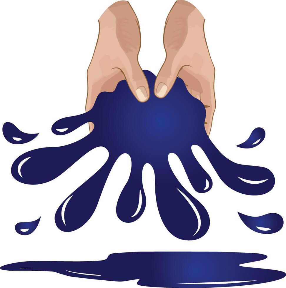 Hands squeezing ink clipart vector