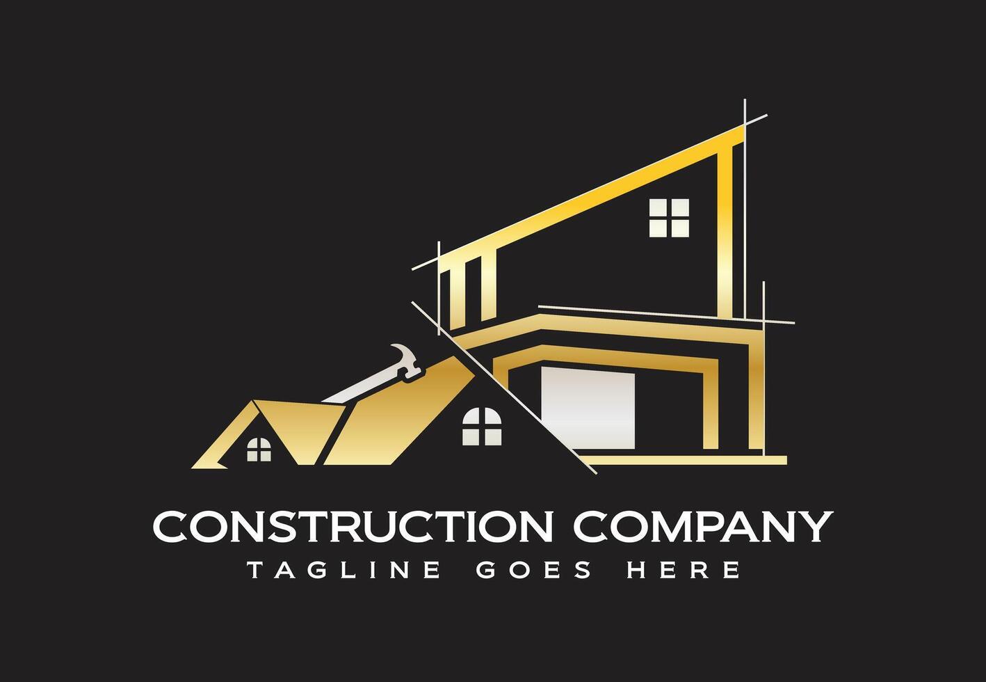 Construction company logo design with real estate property building icons vector