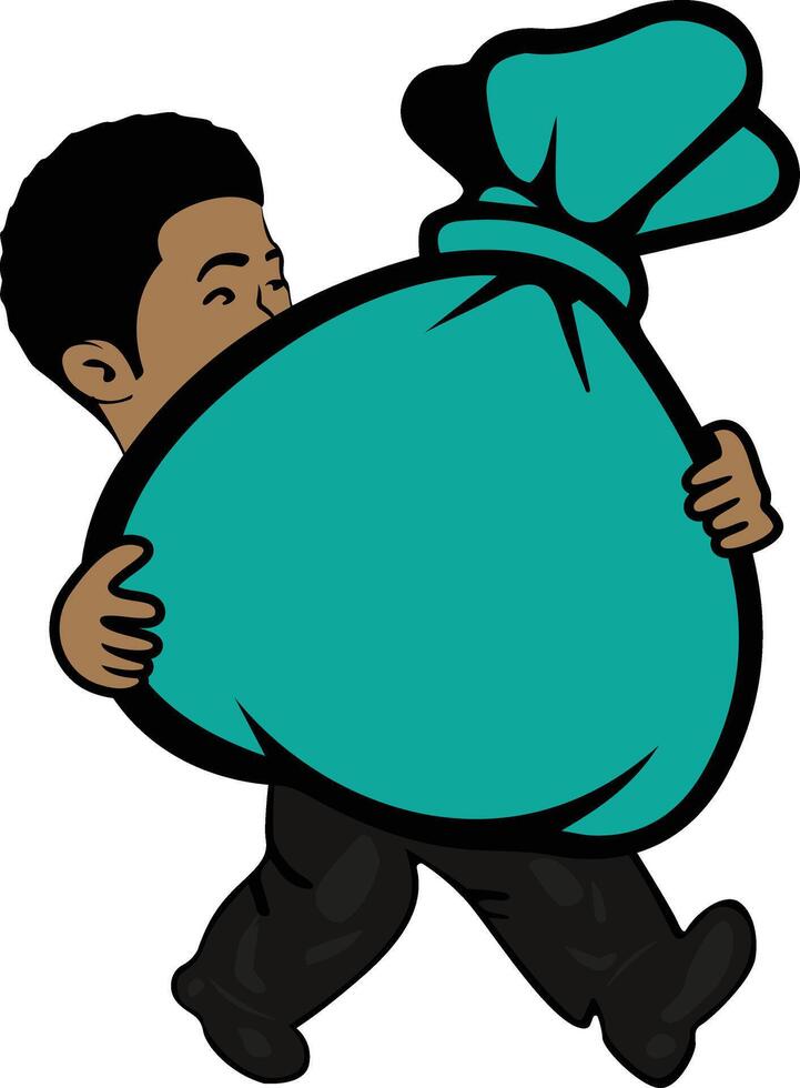 Man taking money bag illustration vector