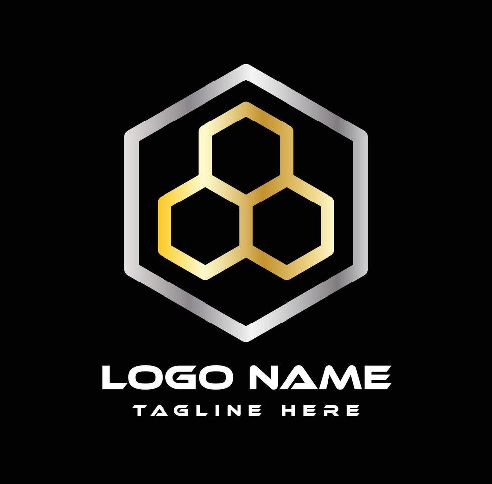 Hexagon logo design with icons vector