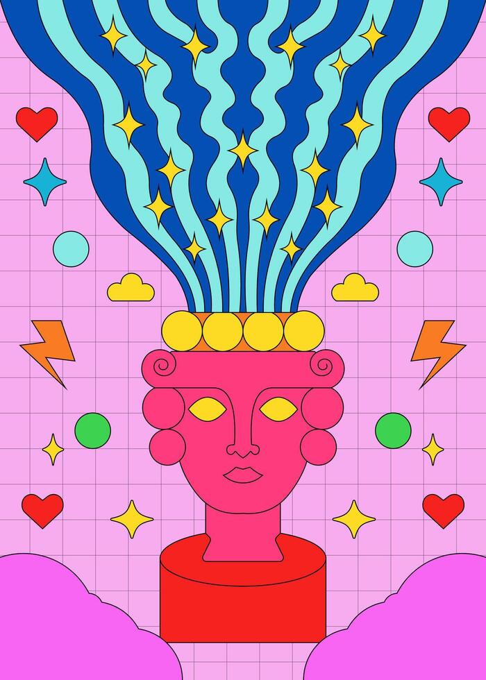 Surreal Psychedelic Head vector