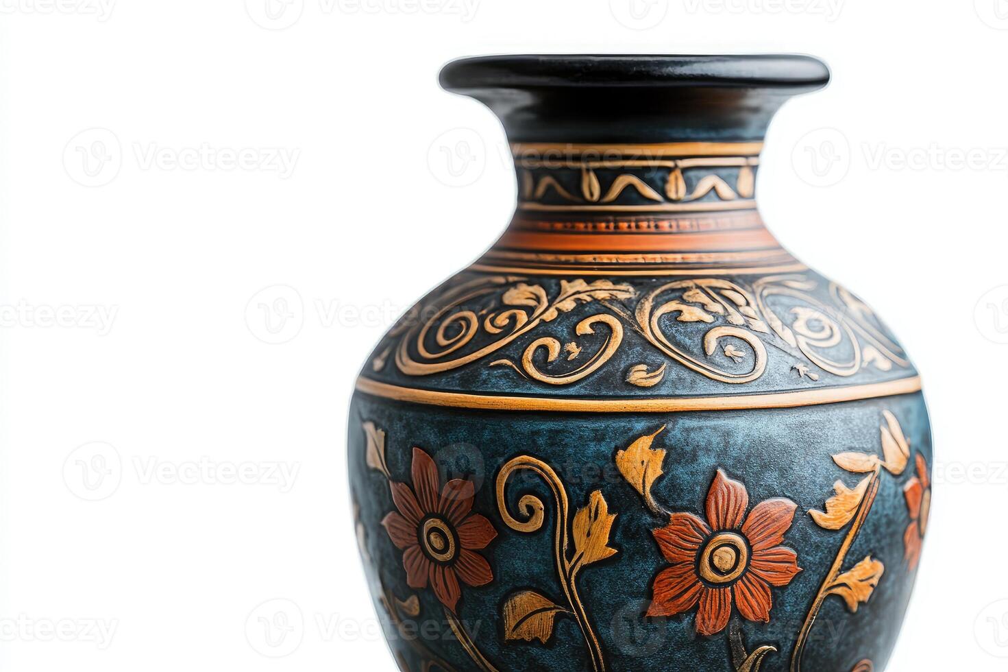 Ancient greek style vase standing on white background photo