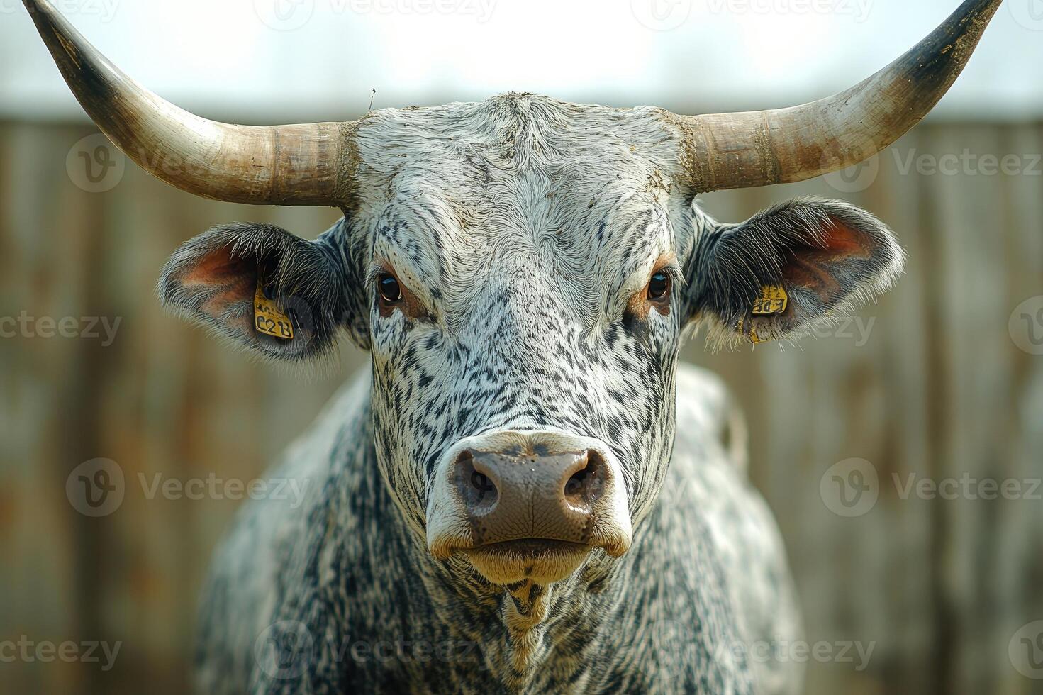 Nguni bull posing with big horns on the farm photo