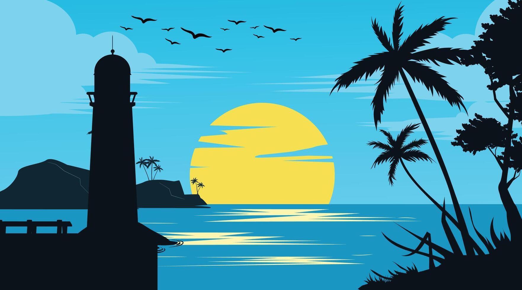 Beach view with shades of blue vector