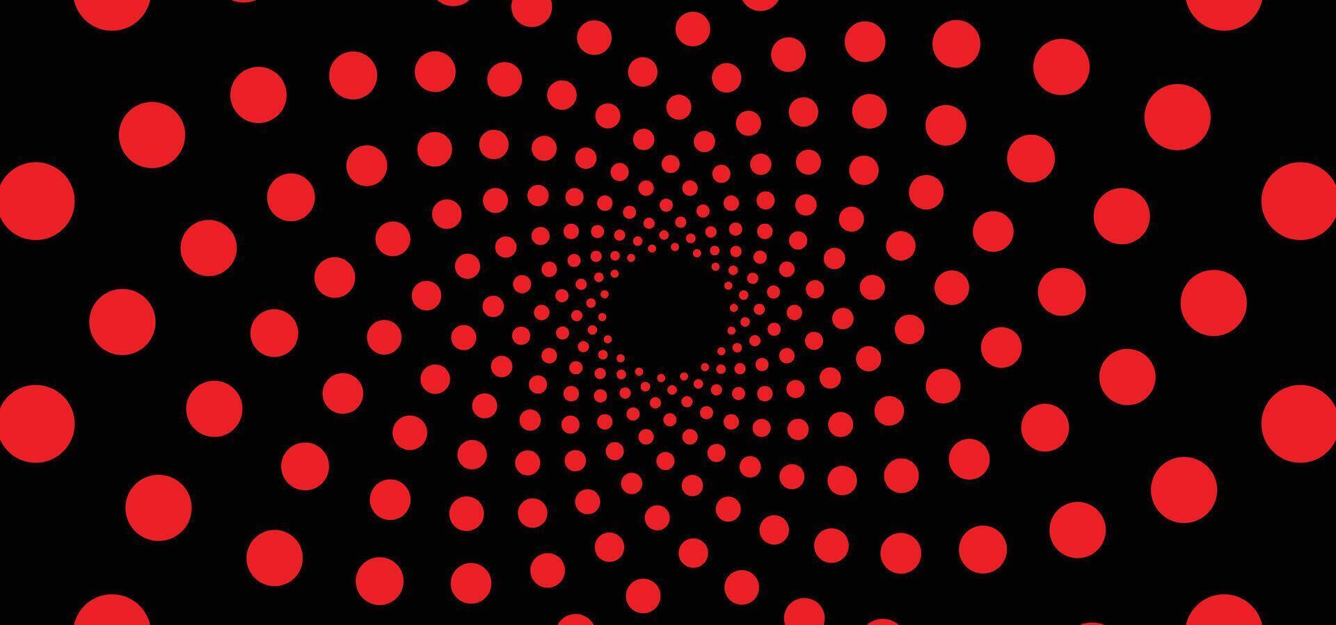 A red and black spiral with dots on it vector